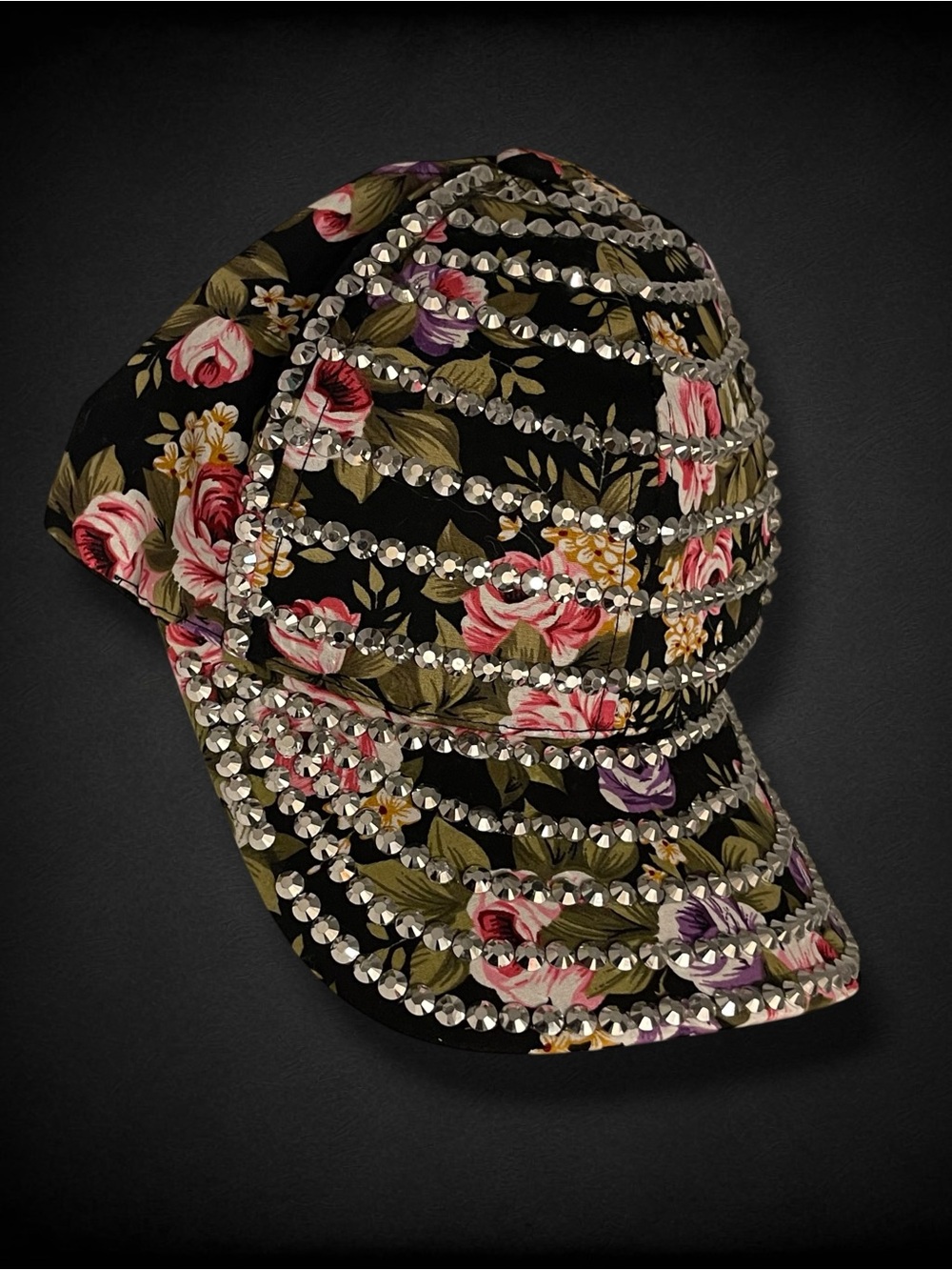 ✨ Magid Floral & Bling Baseball Cap – Y2K Aesthetic